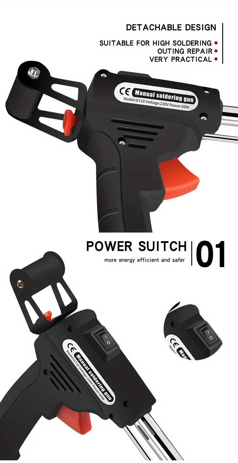5 piezas, soldador eléctrico de , pistola de soldadura de calefacción externa de 110v 60w, envía automáticamente herramientas de soldadura bga de estaño Detalles del producto 2