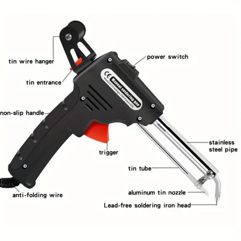 5 piezas, soldador eléctrico de , pistola de soldadura de calefacción externa de 110v 60w, envía automáticamente herramientas de soldadura bga de estaño Detalles del producto 6