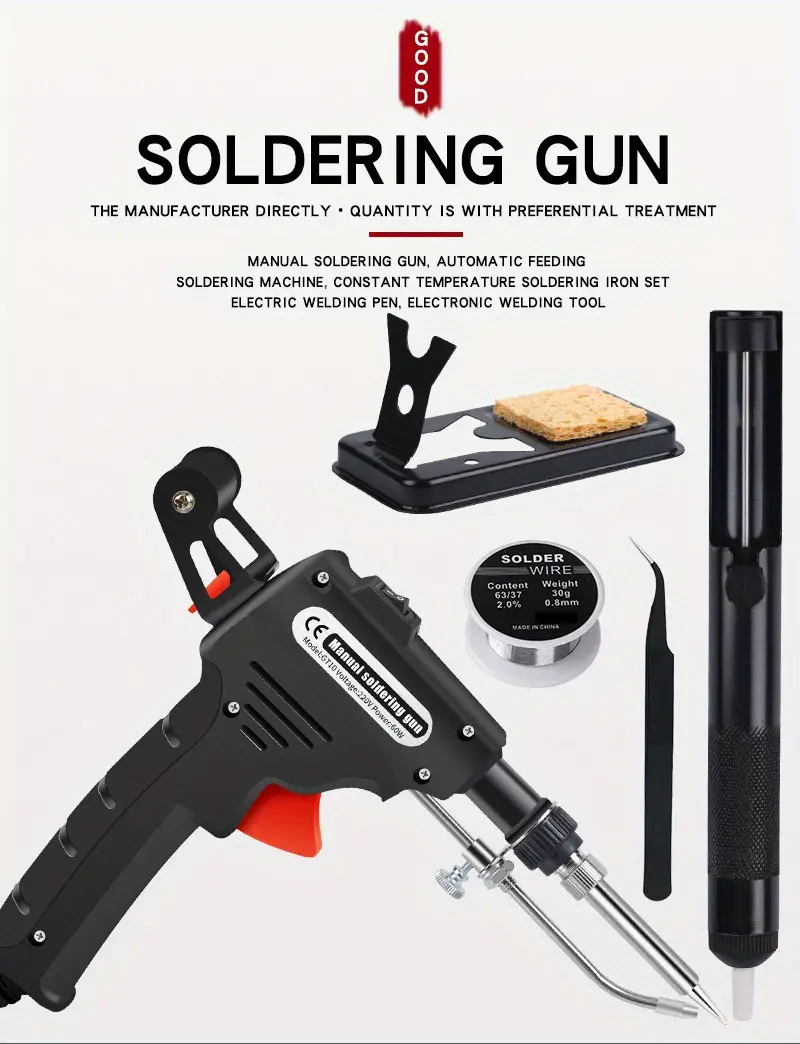 5 piezas, soldador eléctrico de , pistola de soldadura de calefacción externa de 110v 60w, envía automáticamente herramientas de soldadura bga de estaño Detalles del producto 7