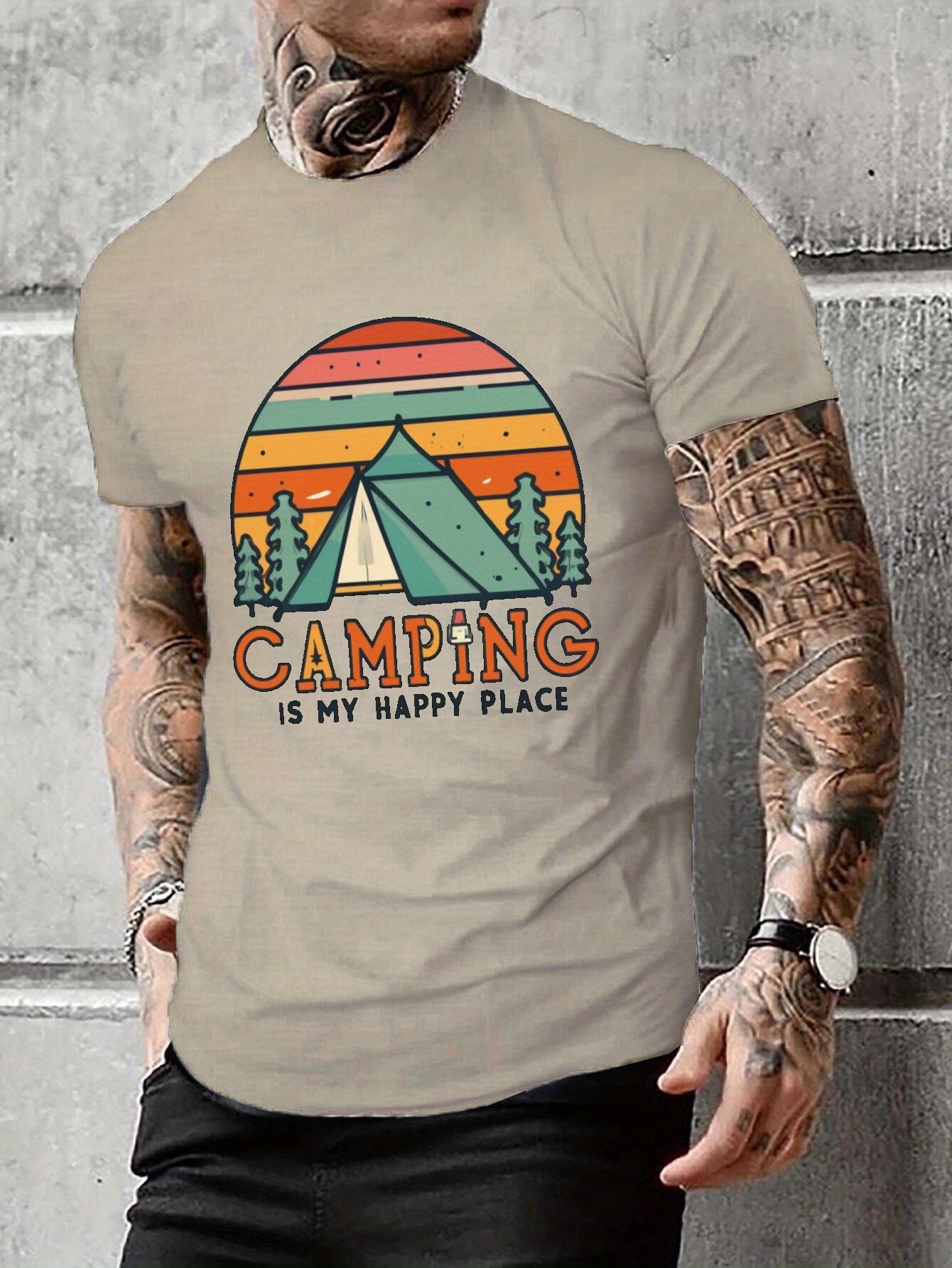 Fire Pattern Camping Hunting Fishing Letters Print Men's - Temu