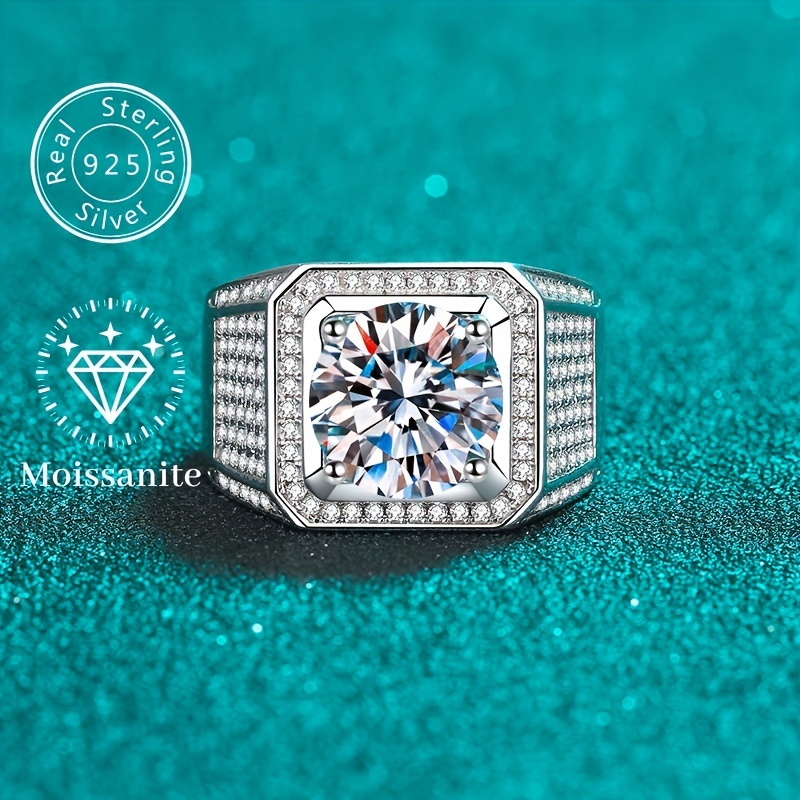 

1pc 2/5ct 925 Sterling Silver Moissanite Ring, Exquisite Accessory For Daily Wear Banquet Party Holiday Birthday Wedding Anniversary Gift