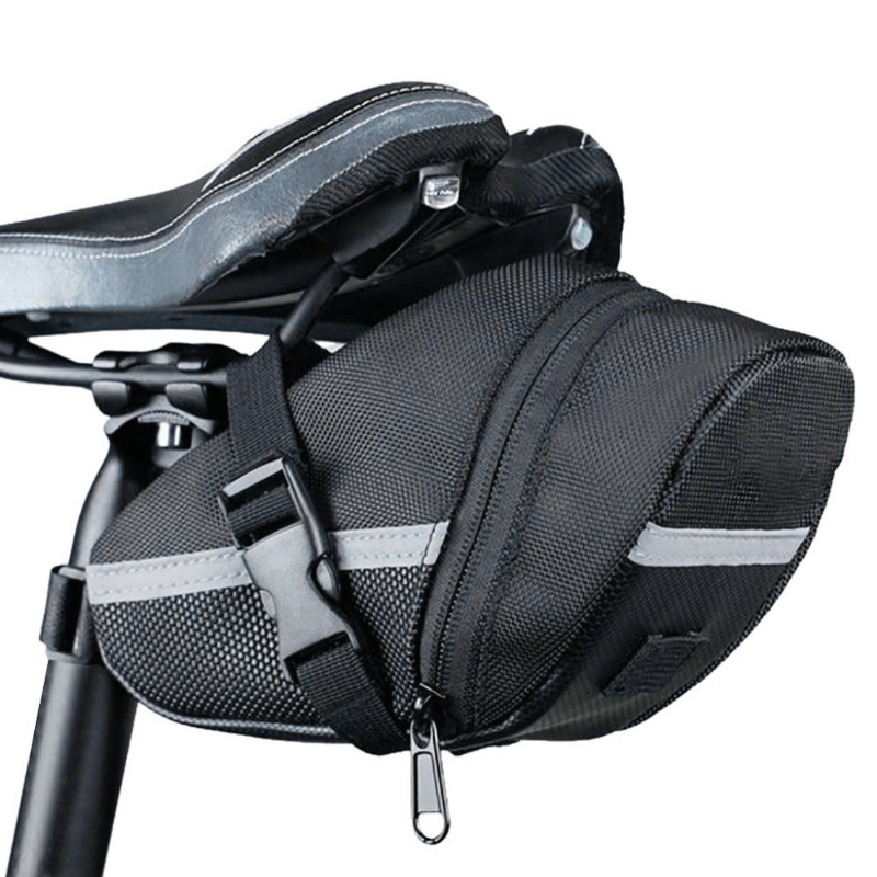

1pc Durable Mountain Bike Tail Bag, Reflective Cycling Seat Saddle Pouch, Road Bicycle Gear Accessories With Secure Strap System