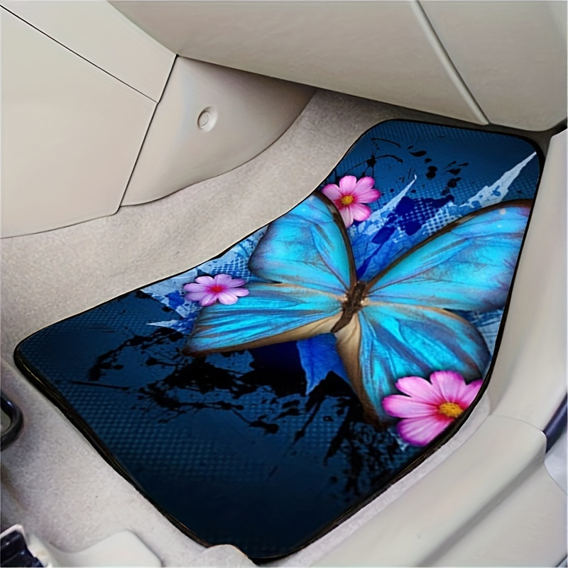 2/4pcs Mariposa Flor Alfombrillas Coche Ajuste Universal Suv - Temu