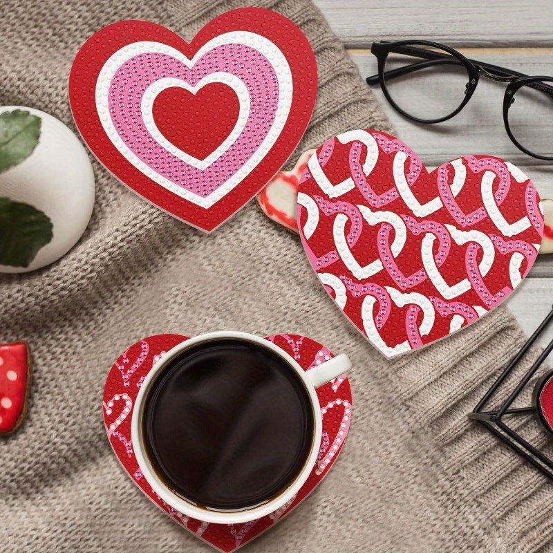 Valentine's Day Diamond Art Painting Coasters Kits With - Temu