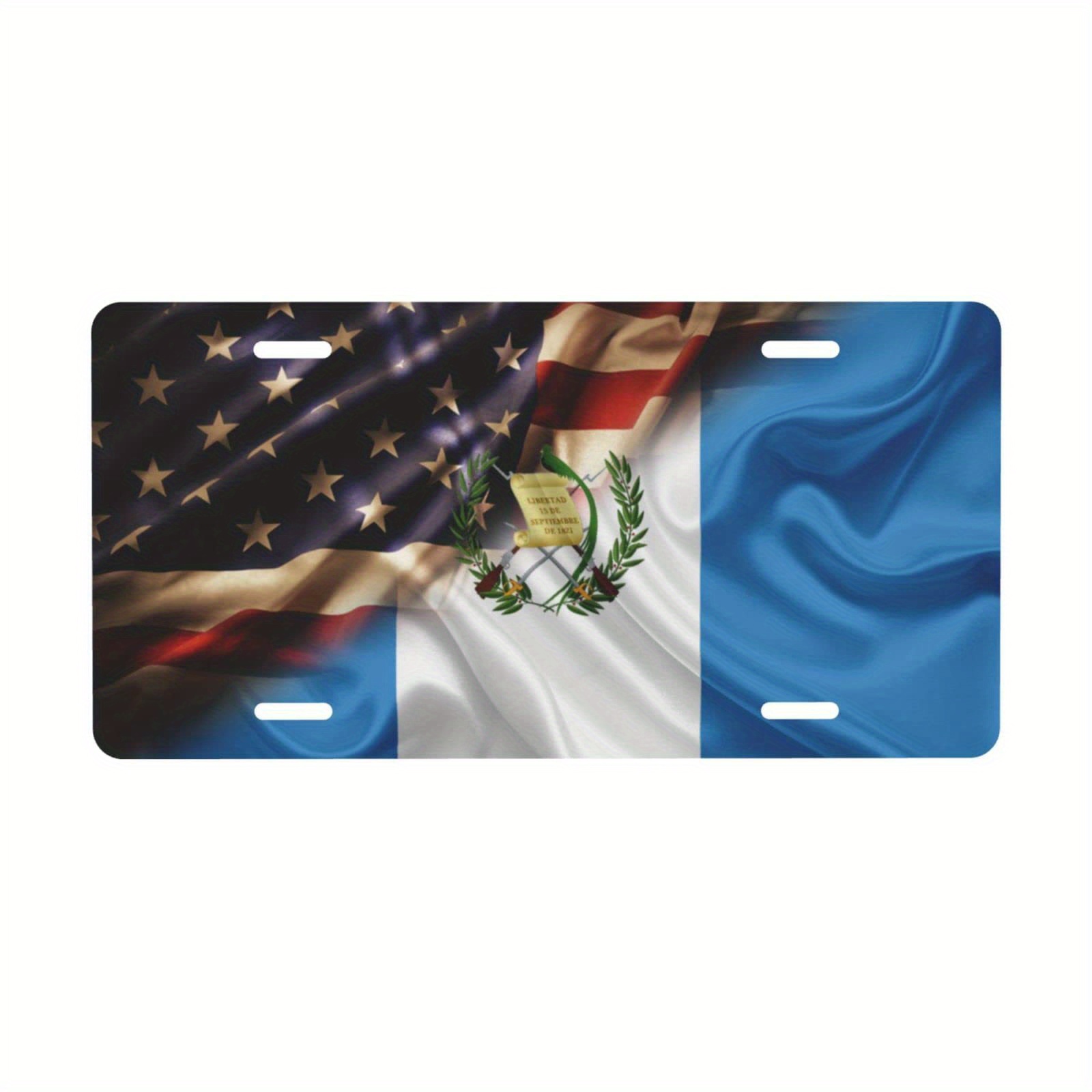 

Guatemala & Usa Flag License Plate Cover - Durable Aluminum Frame For Car, 6"x12", Weatherproof, Uv Resistant
