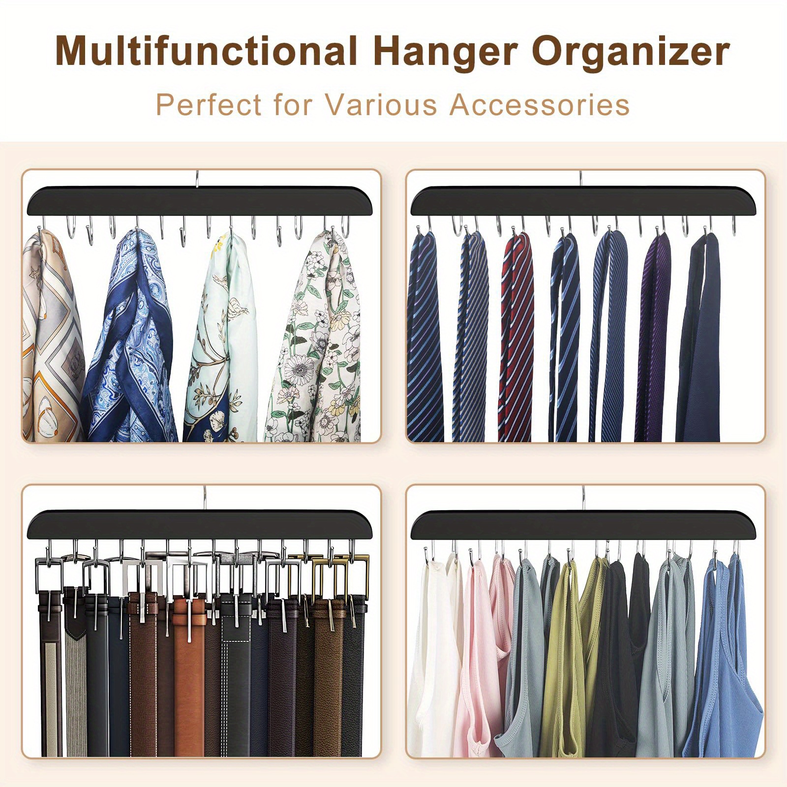 1  hook belt hanger   clothes drying rack for ties camisoles scarves belts household storage organizer for bathroom bedroom closet wardrobe home dorm details 3