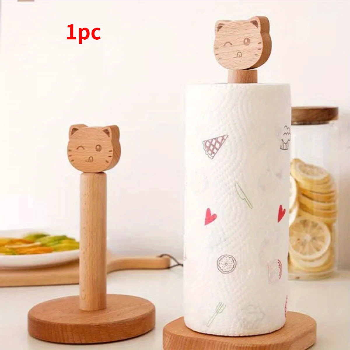 Soporte de rollo de papel de cocina marrón de madera y soporte de papel de  seda