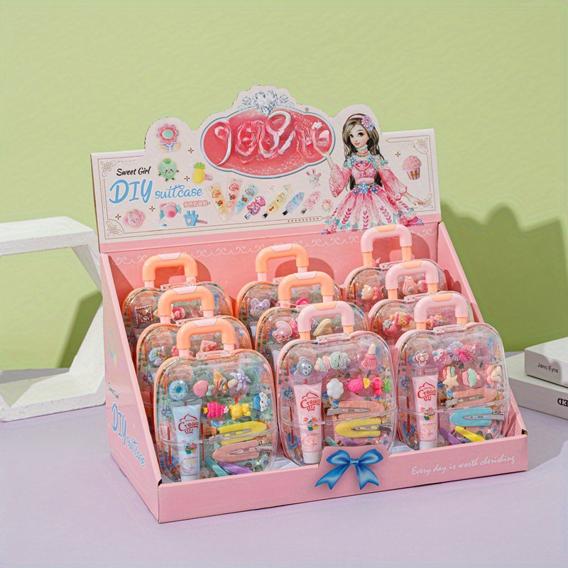 Girls Princess Luggage With Hair Accessories Set Diy Hair - Temu Australia