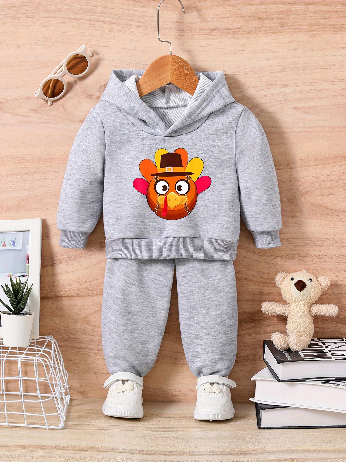 Baby Girl Stylish Casual 5pcs Outfits - Long Sleeve Jumpsuit & Plaid Skirt  & Belt & Hat & Scarf Set, Kids Clothes Autumn And Winter