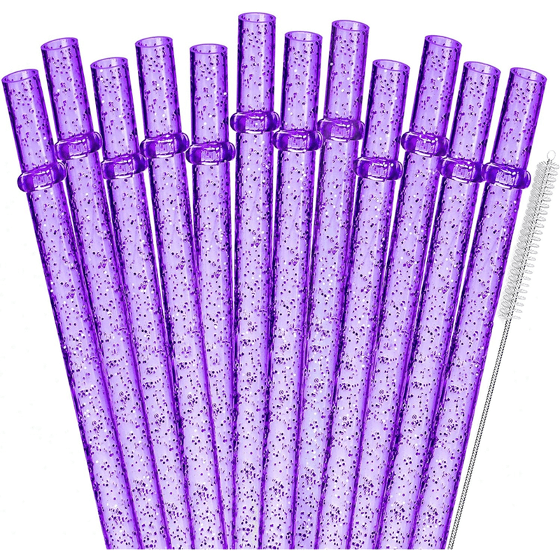  NiHome 12 Pack Glitter Plastic Replacement Straws for