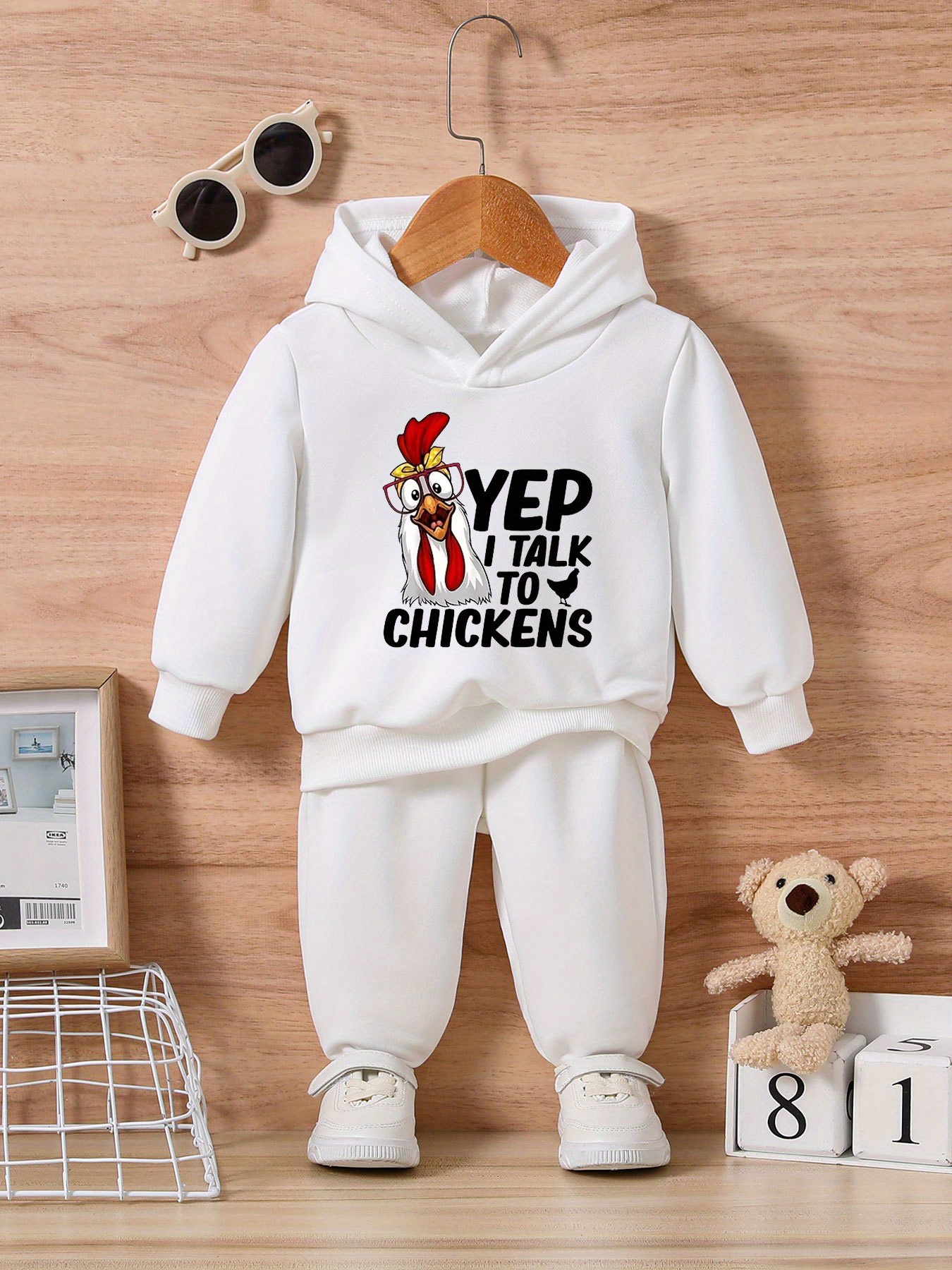 Baby 2pcs Letter and Turkey Print Long-sleeve Hoodie Set