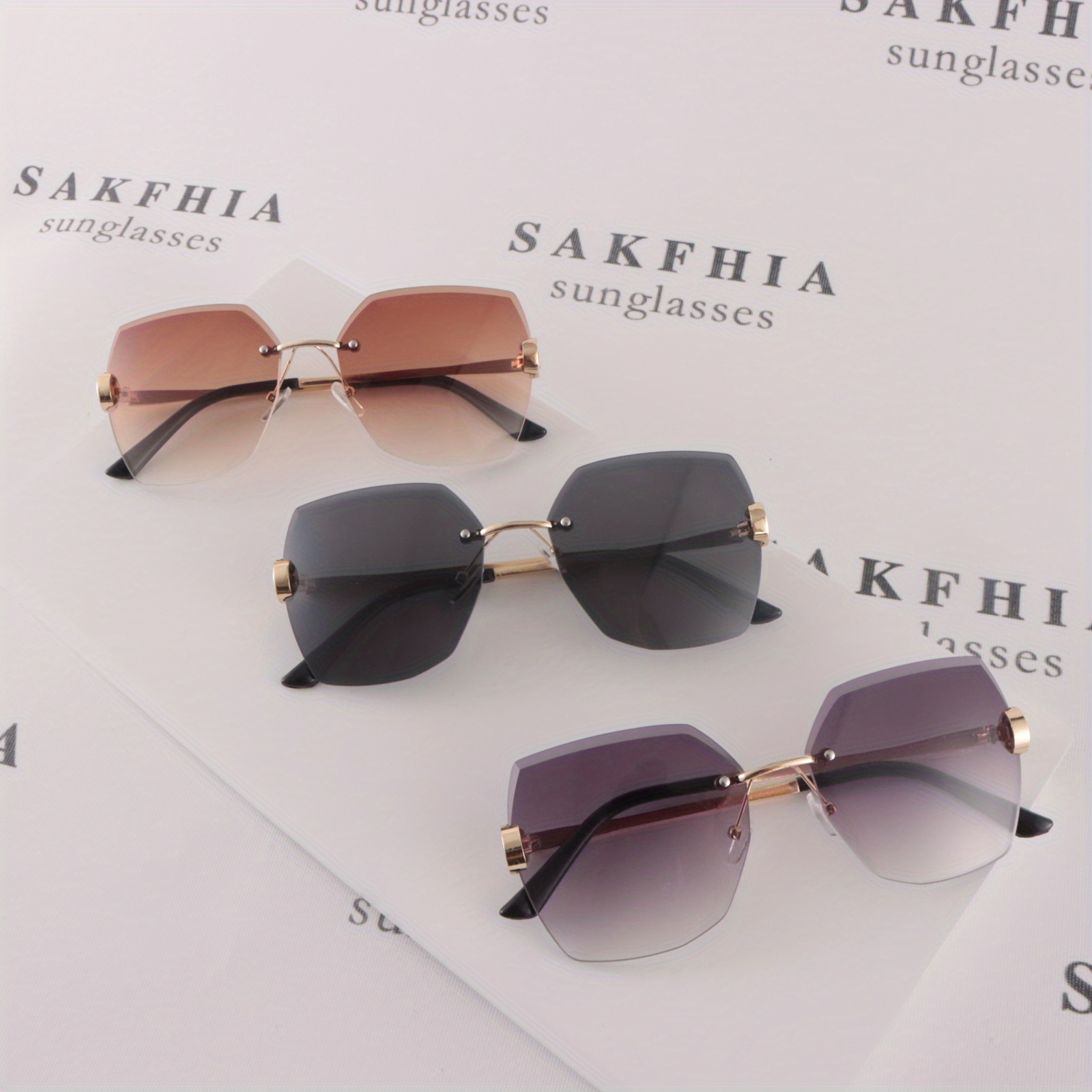 2023 Fashion Brand Rimless Sunglasses Women Luxury Square Sun