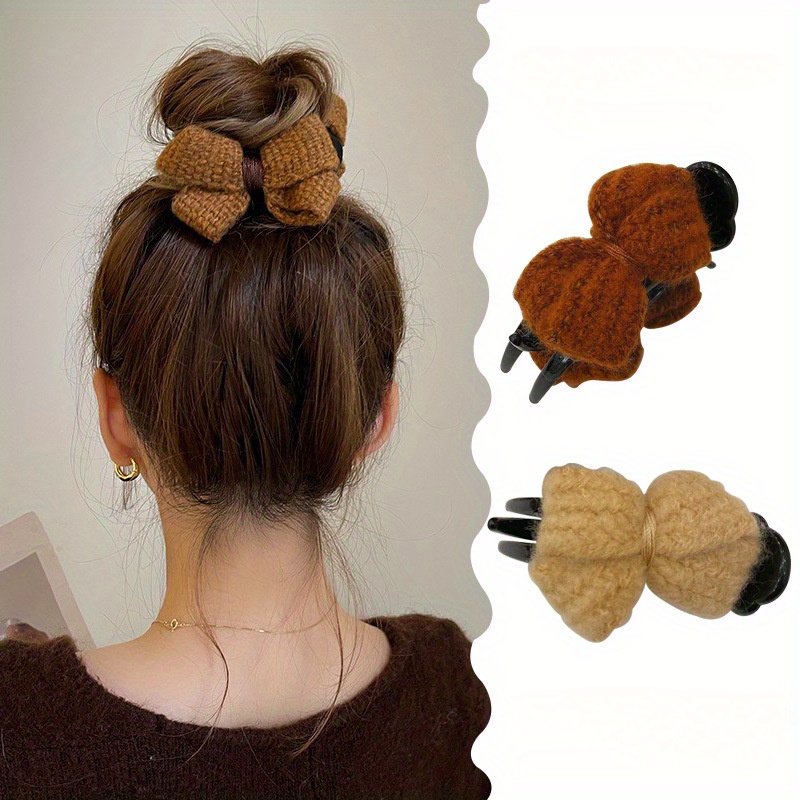 4pcs/set Elegant Ribbon Bow Decor Hair Clips, Bobby Pins, Hairpins Sweet Cute Bowknot Hair Accessories,Temu