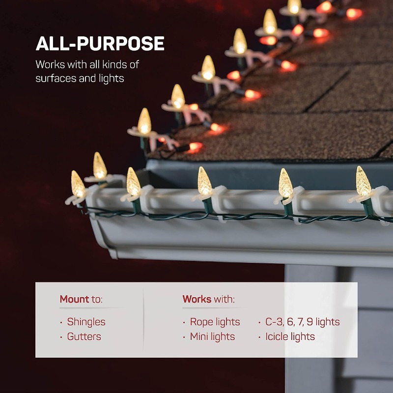 All-purpose Holiday Light Clips [ ] Christmas Light Clips, Outdoor