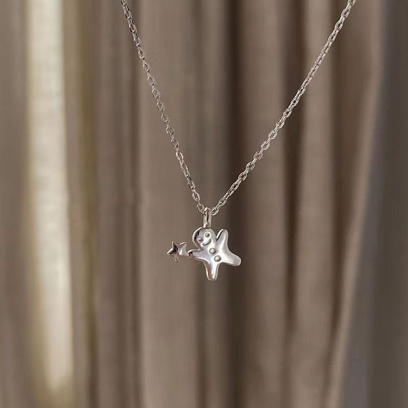gingerbread man necklace female luxury niche simple snowman Temu