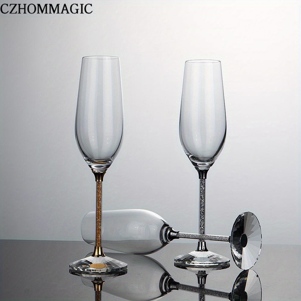 2pcs 200ml Wedding Champagne Glass Set Hearts Gold Toasting Flute Wine Glass  Goblet Party Lover Anniversary