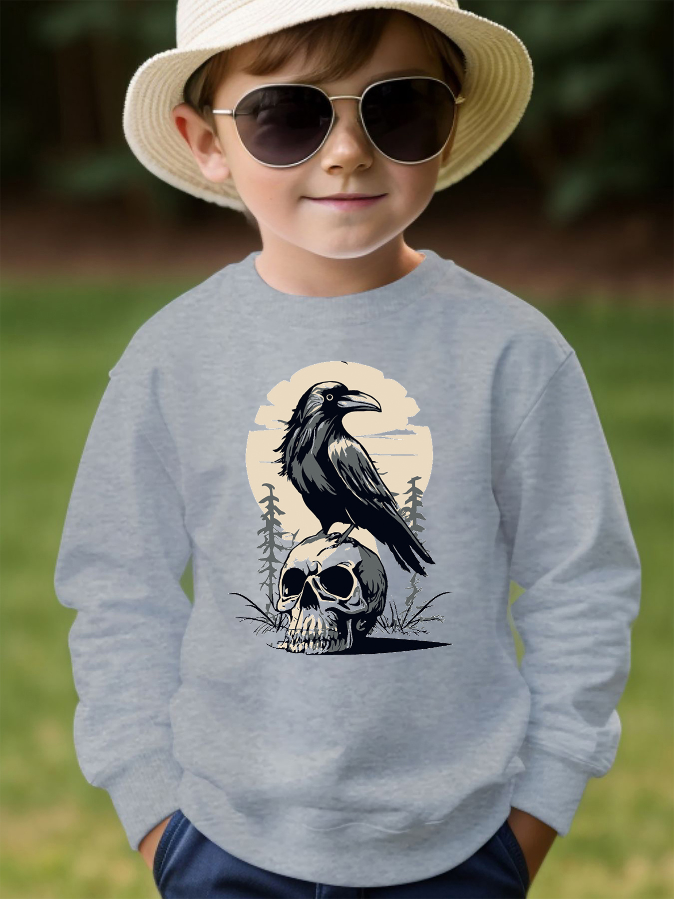 A Skull Print Boy's Casual Pullover Sweatshirt Long - Temu