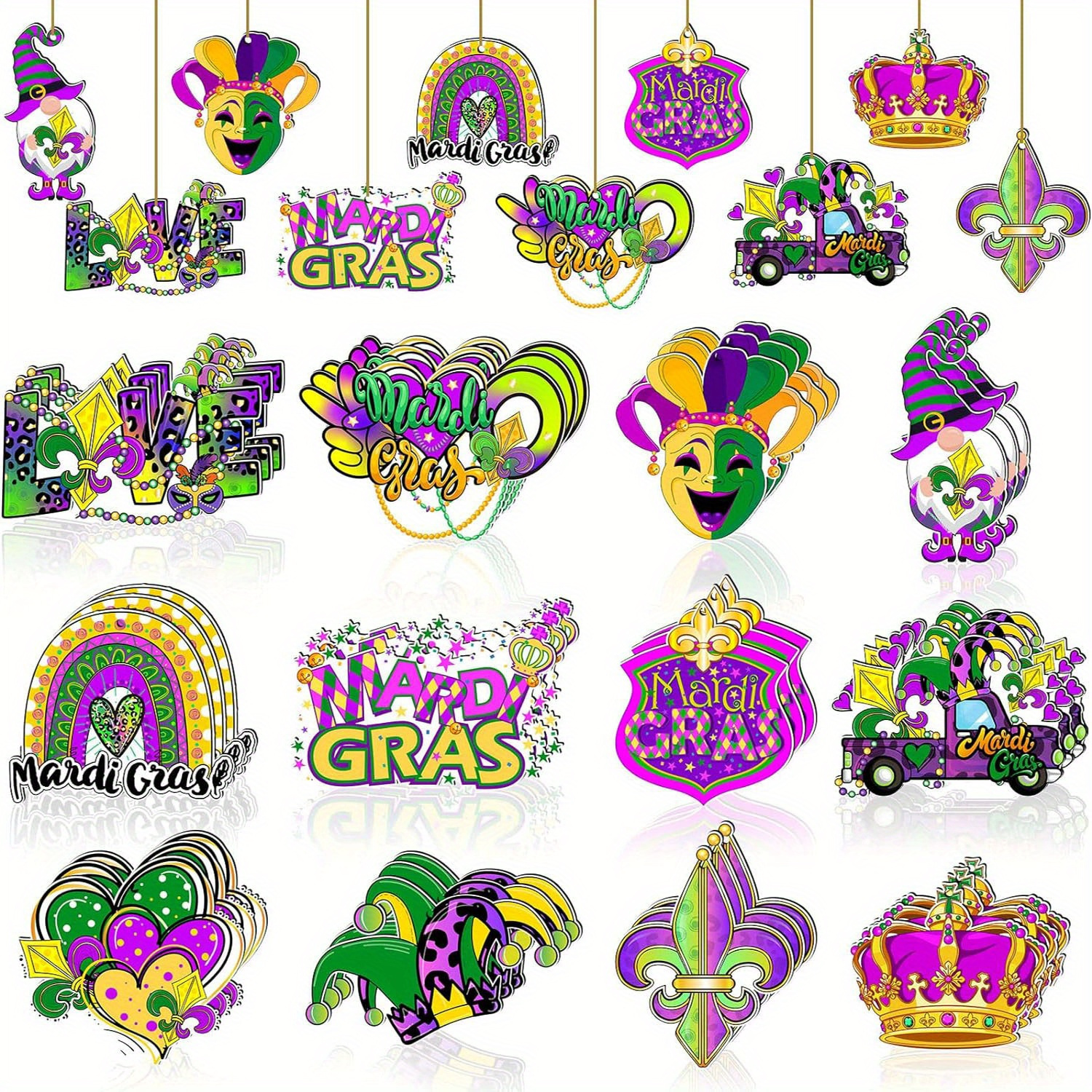 24pcs Mardi Gras Wooden Pendant Purple Masquerade Mask With Rope Mardi Gras  Wooden Pendant Mardi Gras Masquerade Party Gift Decoration