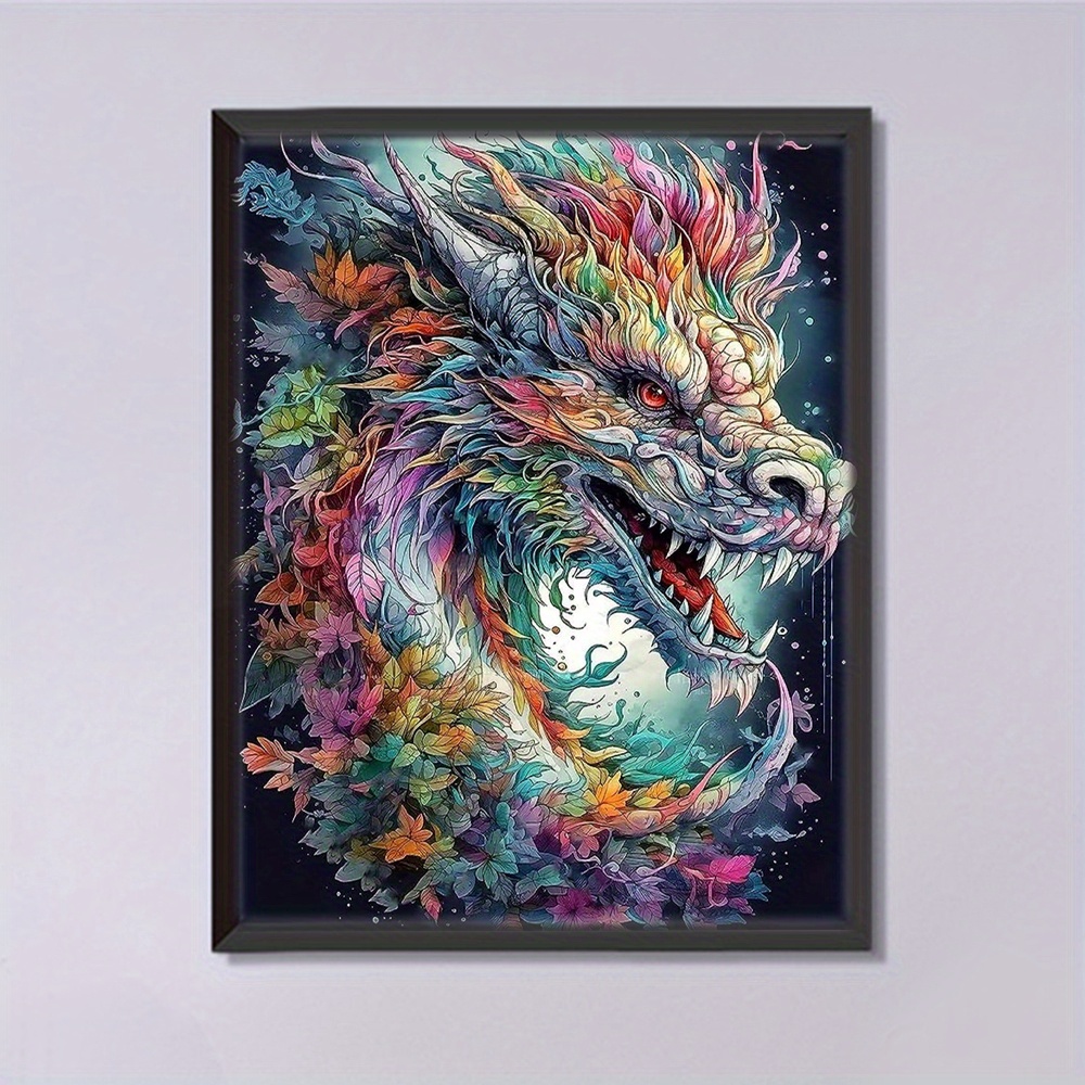 1pc 35.05x44.96cm Full Square Diamond Canvas Dragon Home Wall Decor 5D  Diamond Painting Kits Christmas Decoration