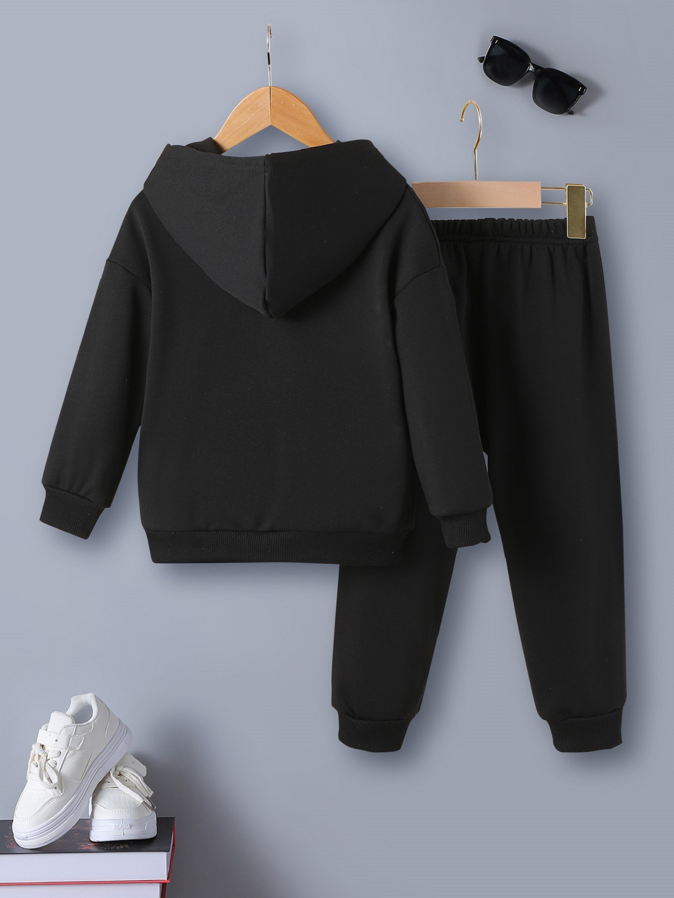 2pcs little man print outfit for boys hoodie comfy pants set kids clothing