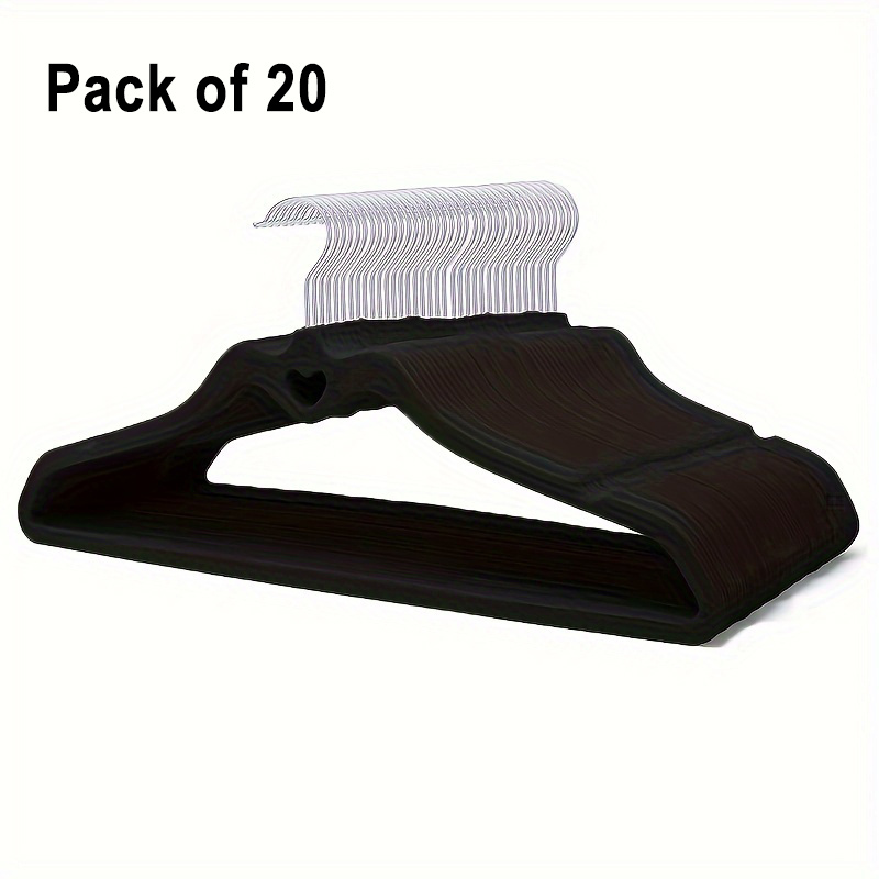 20pcs White Velvet Clothes Hangers With Non-slip Felt, Heavy Duty