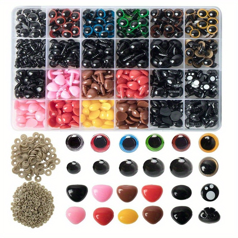 

1040pcs Boxed Plastic Toys Black Color Eyes Nose Diy Triangle Oval Handmade Doll Accessories