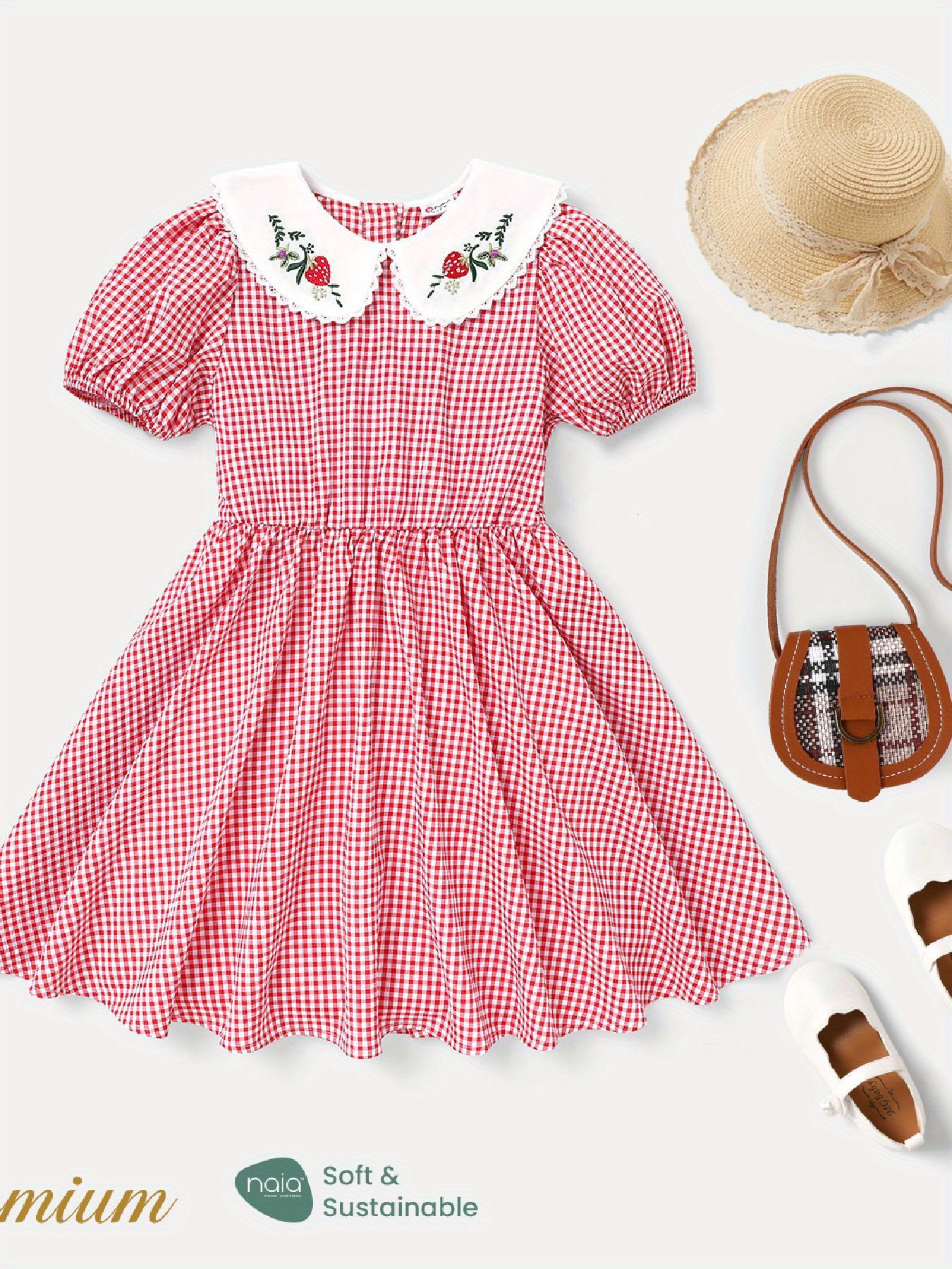 Kid Girl Strawberry Embroidered Doll Collar Short - Temu Germany