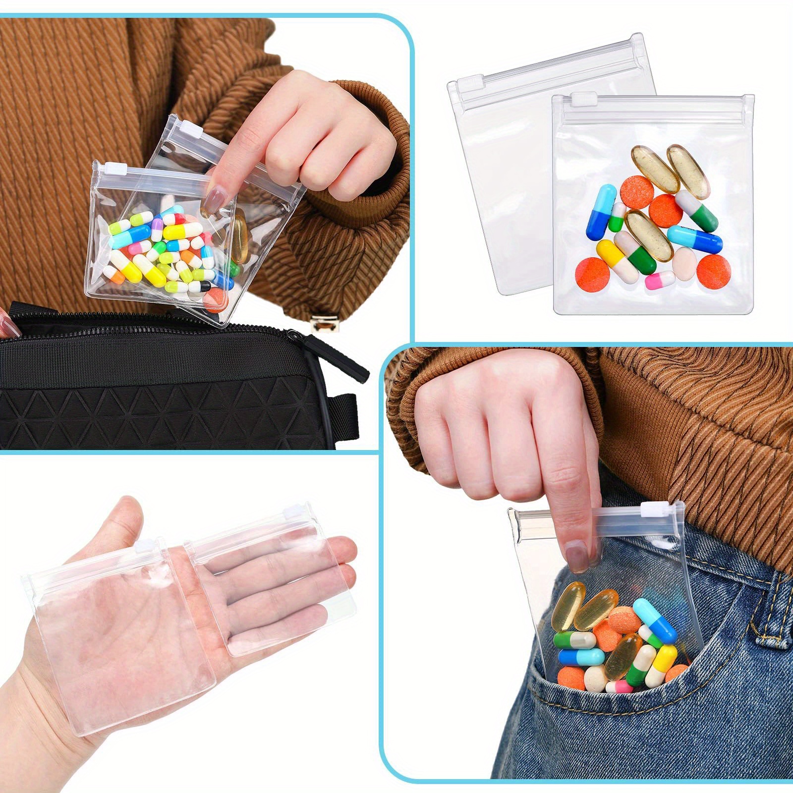 5PCS Reusable Pill Pouch Bags Zippered Pill Pouch Set Pill Baggies Colorful  Plastic Pill Bags Self Sealing Travel Medicine Organizer Storage Pouches  With Slide Lock For Pills And Small Items Pill Box