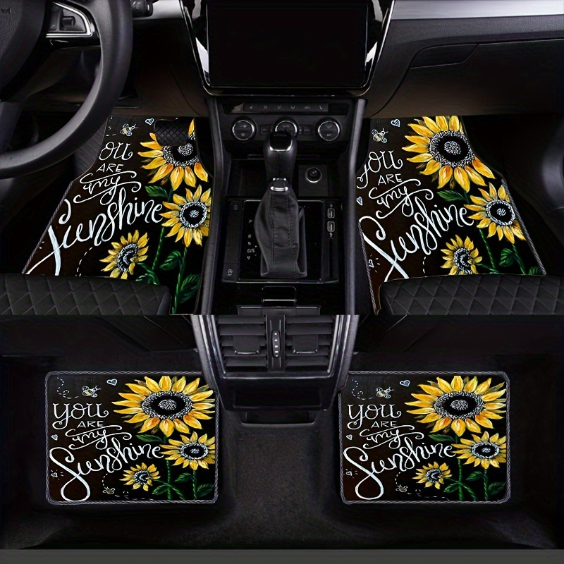 

2/4pcs Sunflower Bouquet Car Floor Mats Anti-slip Wear-resistant Universal Car Floor Mats