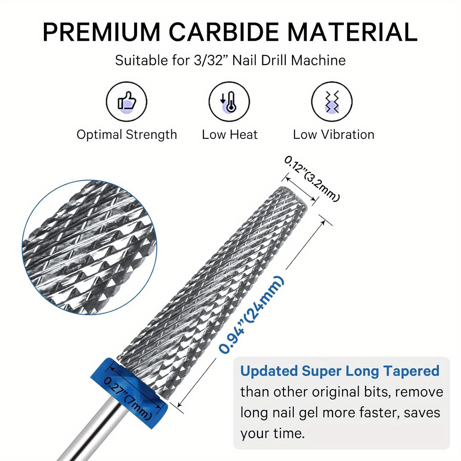 1pc Supper Long 5-In-1 Nail Drill Bit