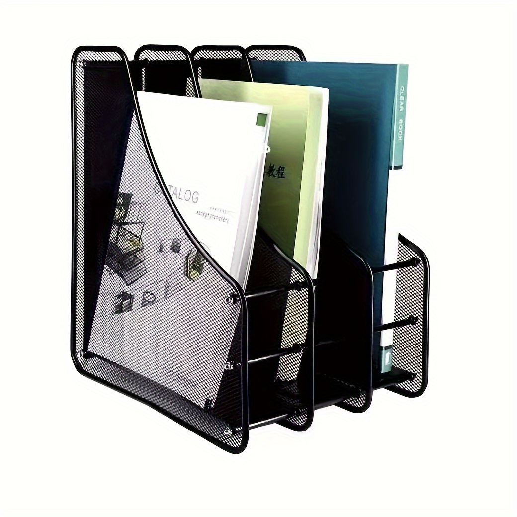 Revistero de metal, moderno soporte para folletos para decoración del hogar  y oficina, organizador de almacenamiento de periódicos negro de 4 niveles