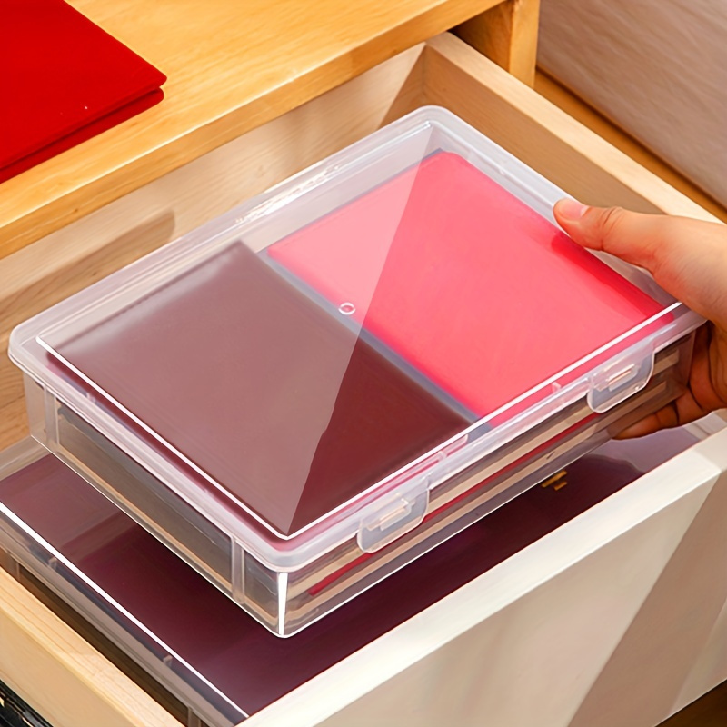 A4 Plastic Portable Case Document File Folder Transparent Paper Organizer  Box for Magazines Photos Cards 