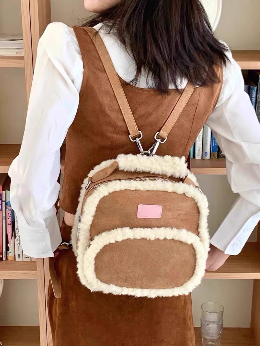 Mini cheap fuzzy backpack