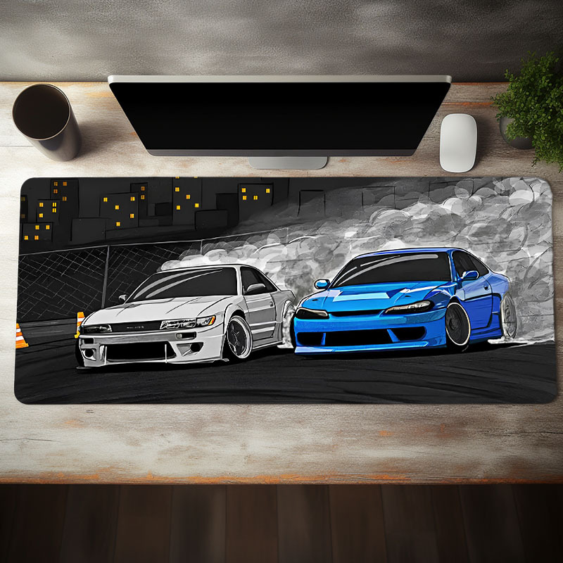 

1pc, Drift S13 And S15 Jdm Car Large Mouse Pad For Desk Black Desk Mat With Non-slip Rubber Base Stitched Edge Gaming Mousepad 31.5*15.7in, For Work, Game, Office, Home, Gifts For Boys, Men, Boyfriend