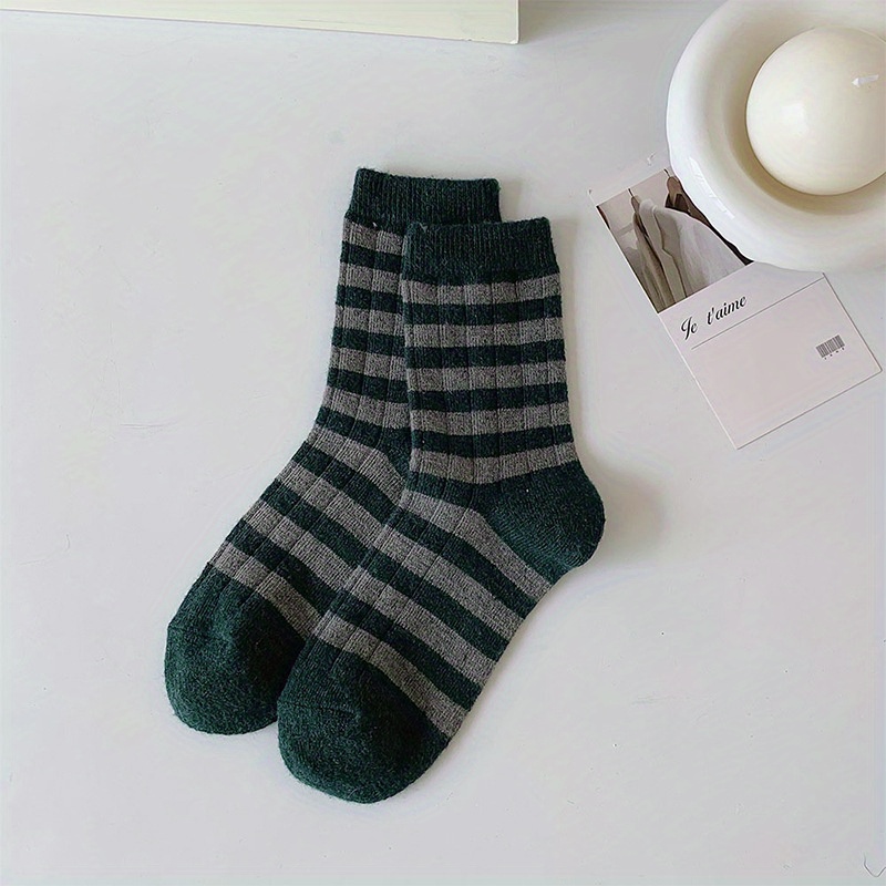 5 Pairs Men's Striped Crew Socks Breathable Comfy Casual Unisex Socks