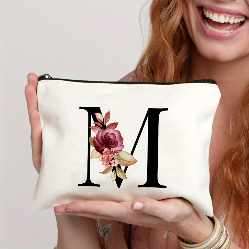 Elegante Pochette Con Motivo Floreale E Lettere, Pochette Per Trucchi Con  Cerniera, Borsa Per Cosmetici Da Viaggio Da Donna - Temu Italy