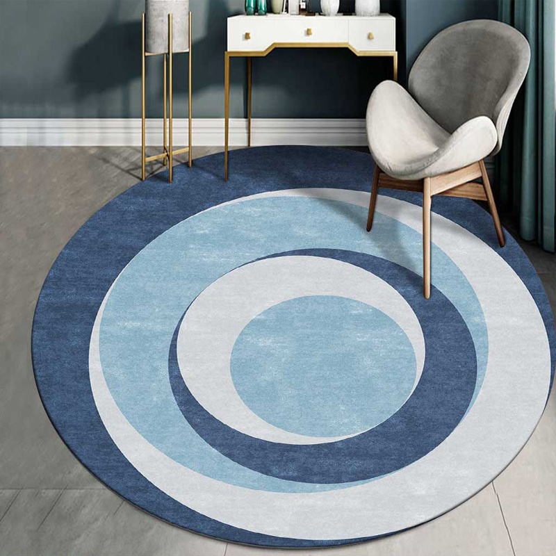 Zebra Print Pattern Round Rug 9ft Contemporary Modern Royal Blue Area Rug  for Living Room Dining Room Bedroom Soft Washable Home Office Circular