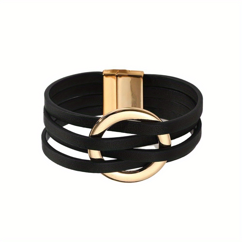 

Boho Style Leather Wrap Bracelet Handmade Layered Cuff Bangle For Women Bohemian Holiday Jewelry Gift