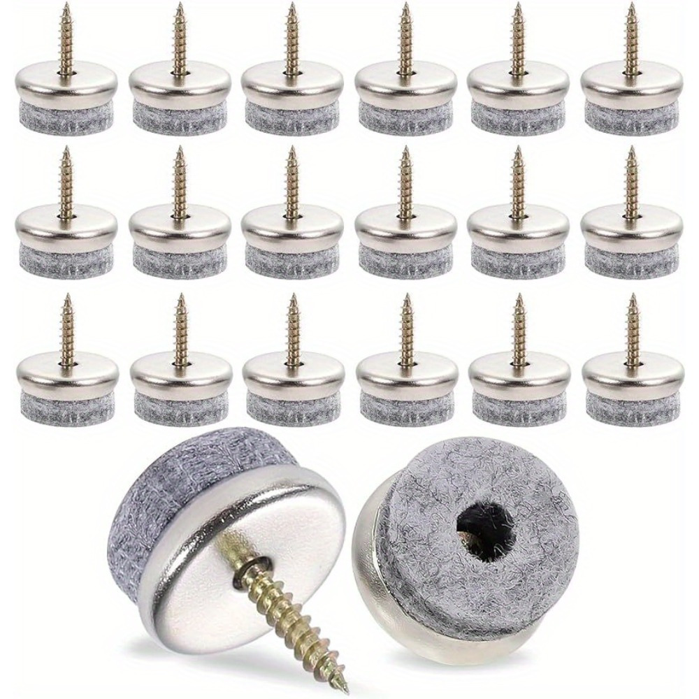 18pcs Felt * Pads, Chair Table Sofa Felt Screw Spikes * Pads, Suitable For Furniture, Table Chair, Laminating Board, Inlaid Wood Floor, Chair Leg * Anti-Scratch Protection