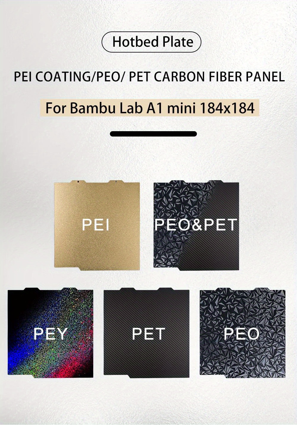 Thekkiinngg Double Sided Textured PEI Build Plate Sheet Bambulab  X1/X1C/A1/P1P