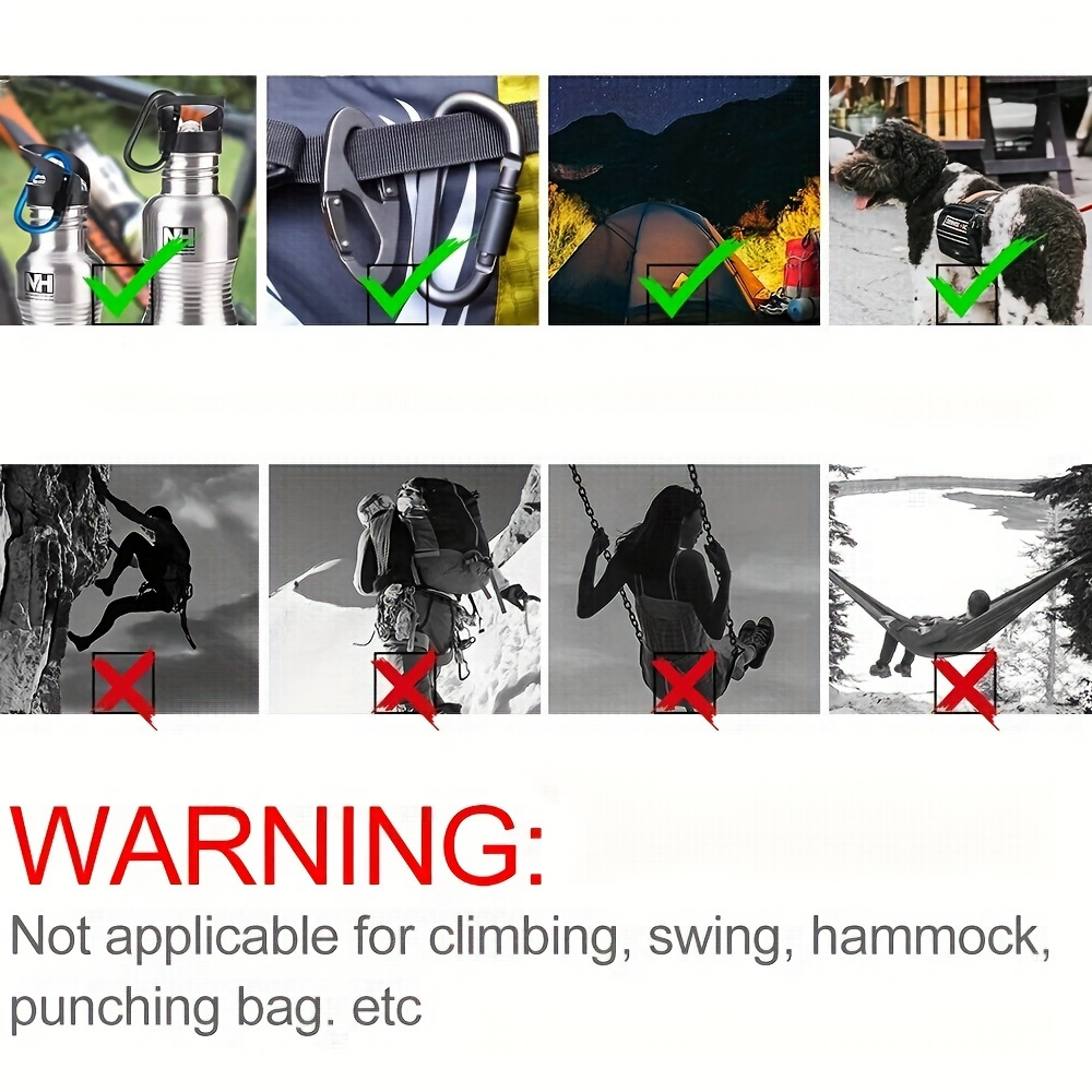 4pcs D-ring Buckle Lock Keychain for Outdoor Sports Camping Hiking