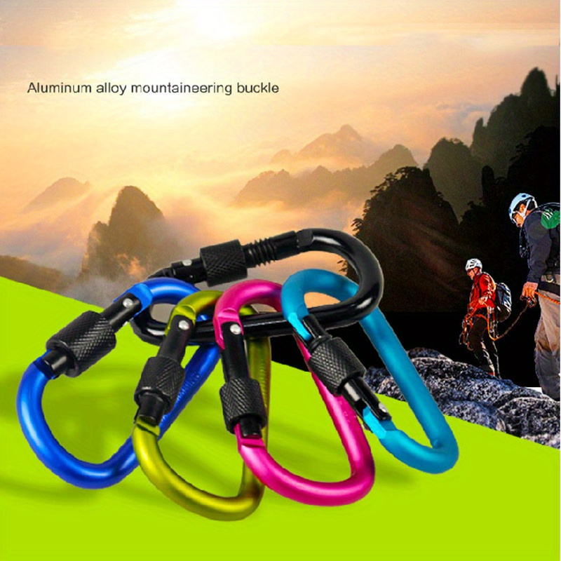 4pcs D-ring Buckle Lock Keychain for Outdoor Sports Camping Hiking