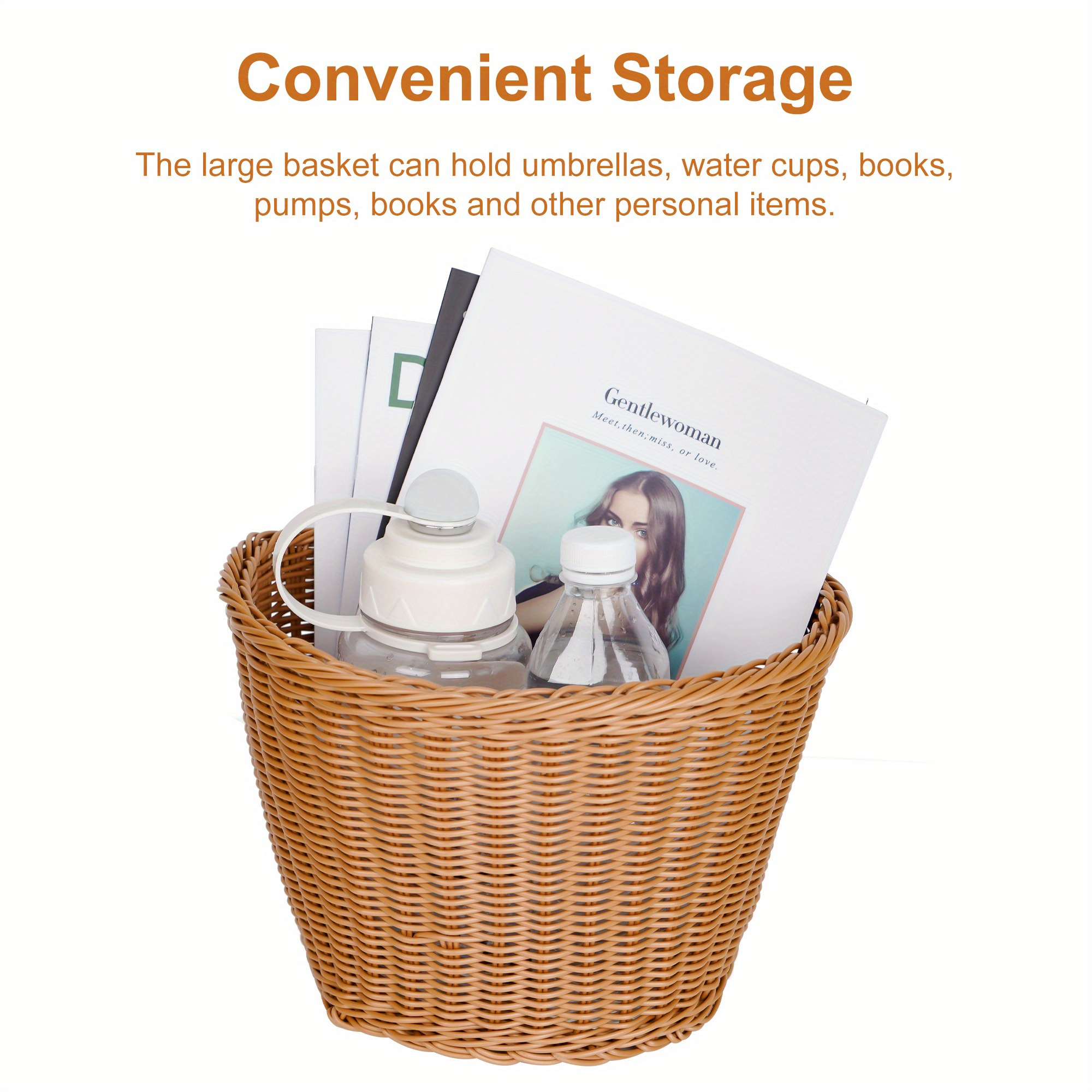 

Brown Storage Organize Basket, Hanging Storage Basket With 2pcs Adjustable Leather Straps