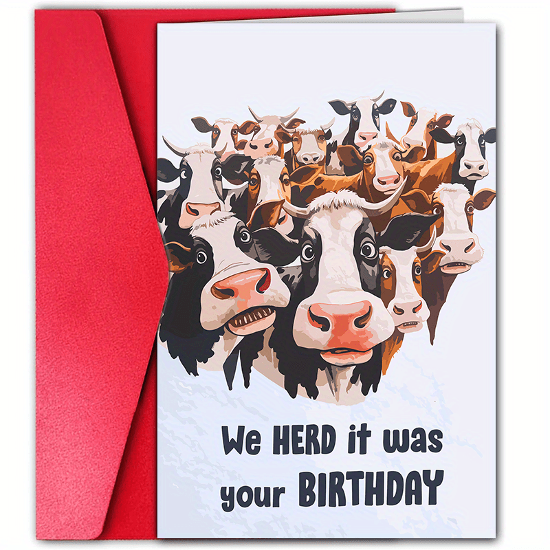 

1 Funny Birthday Card With Cow Image Creative Greeting Card Perfect Gift For Family Friends Colleagues Friend Bestie Brother