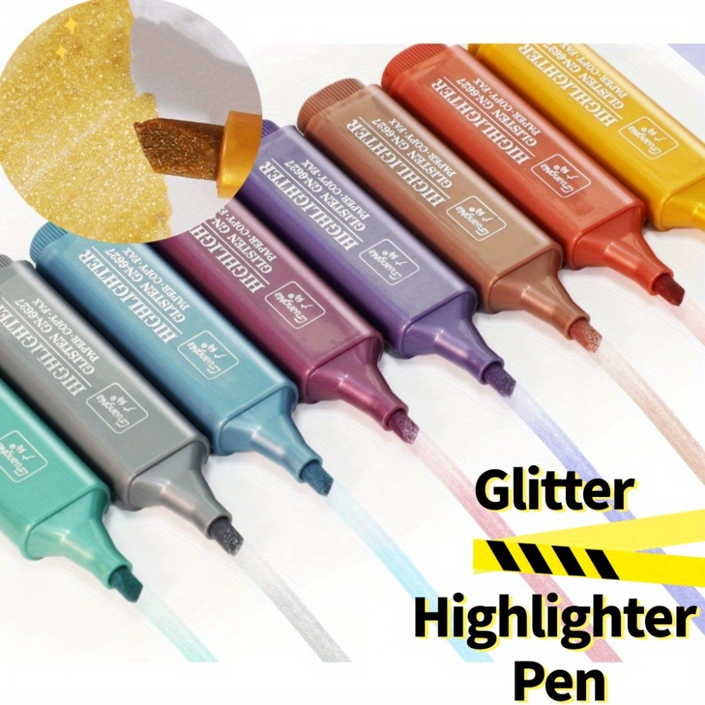 3/8 Colors Metallic Highlighter Set Oblique Tip Water based - Temu