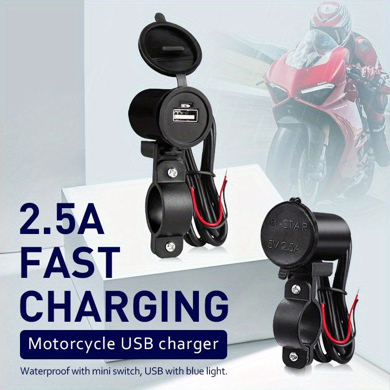 Chargeur USB étanche pour moto 5V 2.1A Adaptateur secteur pour téléphone  Charge rapide