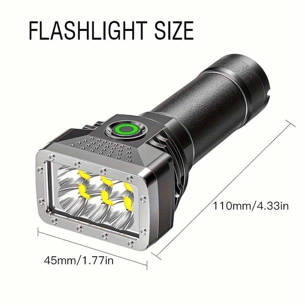 1pc mini 6 led flashlight abs strong light portable flashlight usb rechargeable 4 modes outdoor camping fishing night running travel maintenance emergency household lighting details 3