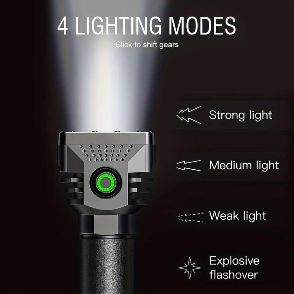 1pc mini 6 led flashlight abs strong light portable flashlight usb rechargeable 4 modes outdoor camping fishing night running travel maintenance emergency household lighting details 1