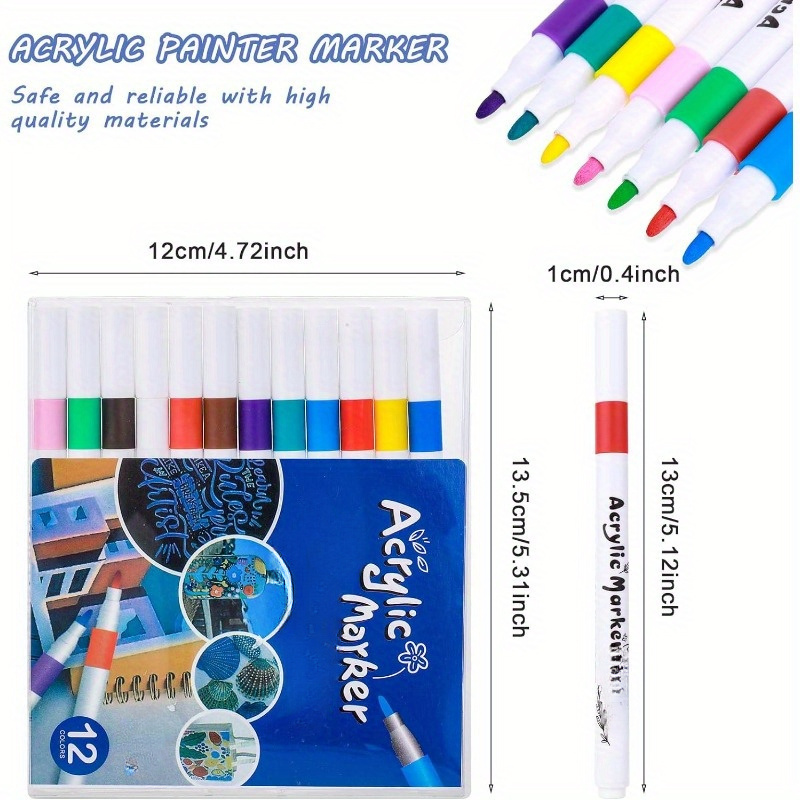 Paint Markers 12 Colors Acrylic Paint Pens Acrylic Paint - Temu