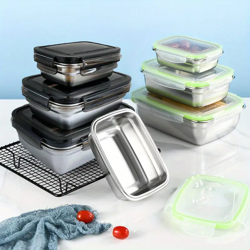 Containers Stainless Steel Food Storage Container With Lids - Temu